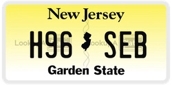H96SEB  license plate in NJ