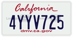 4YYV725 license plate in California