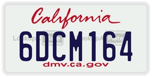 6DCM164 license plate in California