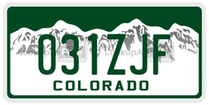 031ZJF license plate in Colorado